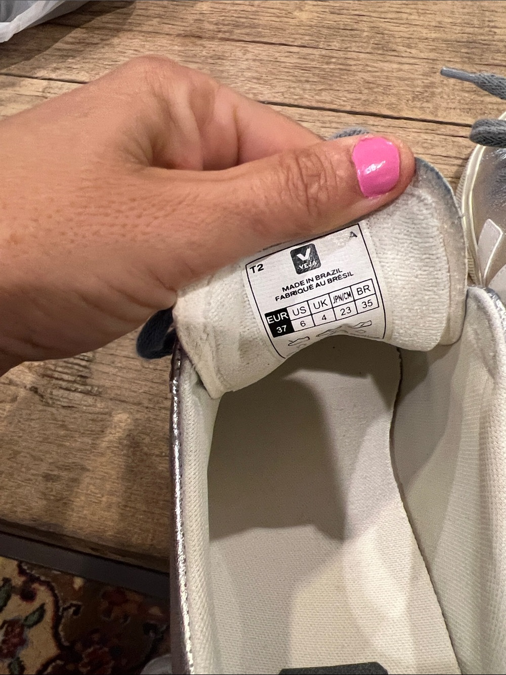 VEJA Campo Leather Silver White Sneakers Women’s Size 6 EU 37 - Picture 7 of 7